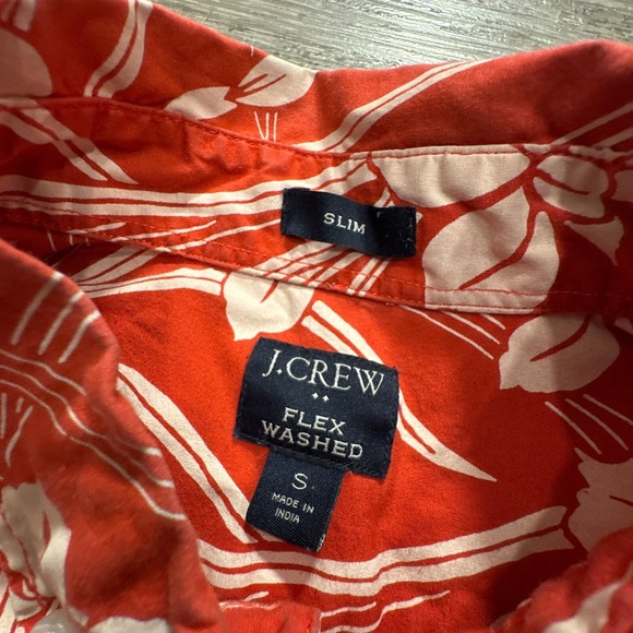 J Crew Shirt Youth Small Floral Red Costal Boys Short Sleeve Button‎ Up Cotton - Picture 3 of 8